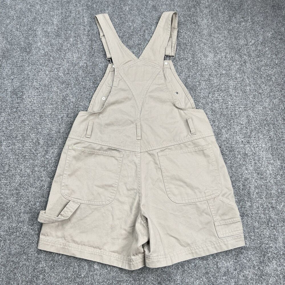 Revolt Overall Shorts Womens Small Tan Khaki Bib Shortalls Utility Vintage 90s - Picture 2 of 11